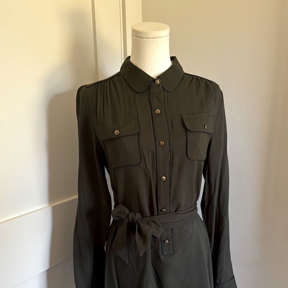 Banana Republic Olive Green Belted Dress with Pockets